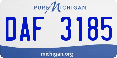 MI license plate DAF3185