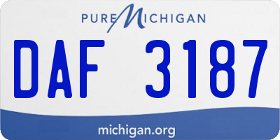 MI license plate DAF3187
