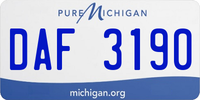 MI license plate DAF3190