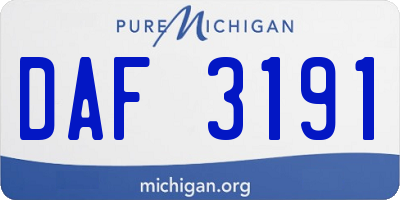 MI license plate DAF3191