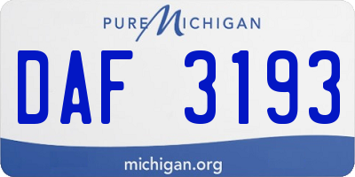 MI license plate DAF3193