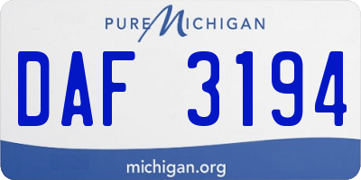 MI license plate DAF3194