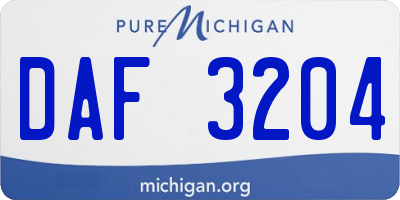 MI license plate DAF3204