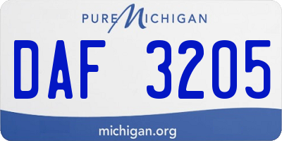MI license plate DAF3205