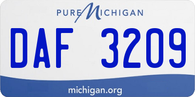 MI license plate DAF3209