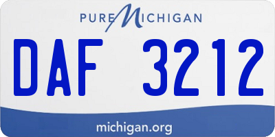MI license plate DAF3212