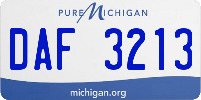 MI license plate DAF3213