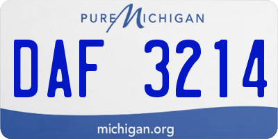 MI license plate DAF3214