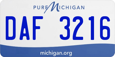 MI license plate DAF3216