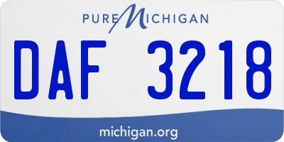 MI license plate DAF3218