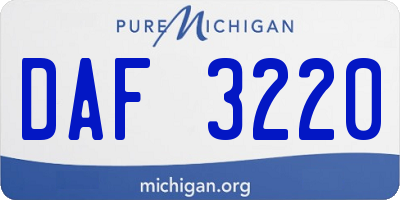 MI license plate DAF3220