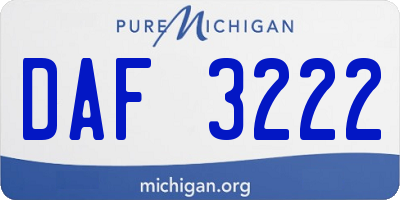 MI license plate DAF3222