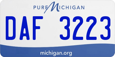 MI license plate DAF3223
