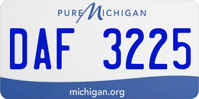 MI license plate DAF3225