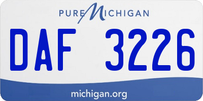 MI license plate DAF3226