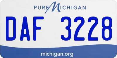 MI license plate DAF3228