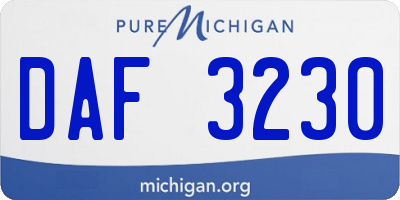 MI license plate DAF3230