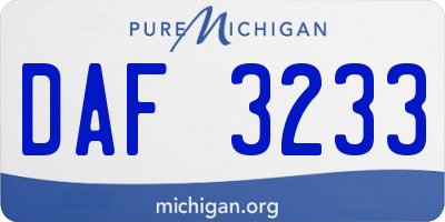MI license plate DAF3233