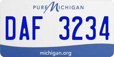 MI license plate DAF3234