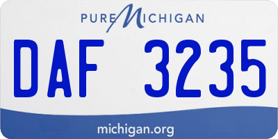 MI license plate DAF3235