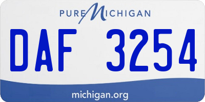 MI license plate DAF3254