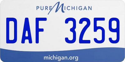 MI license plate DAF3259