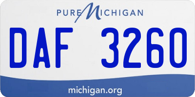 MI license plate DAF3260