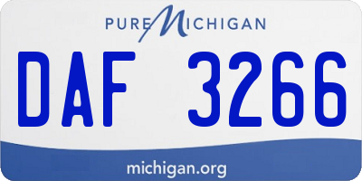 MI license plate DAF3266