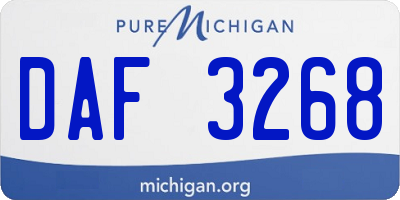 MI license plate DAF3268