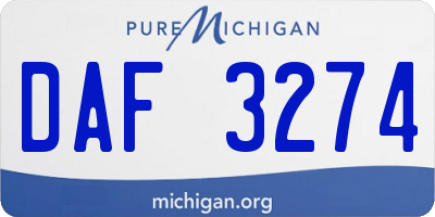 MI license plate DAF3274