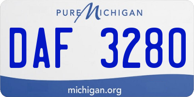 MI license plate DAF3280
