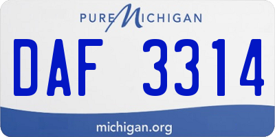 MI license plate DAF3314