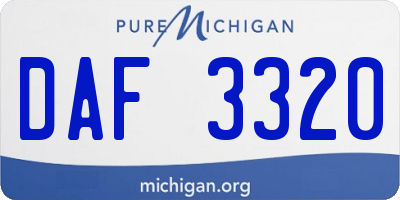 MI license plate DAF3320