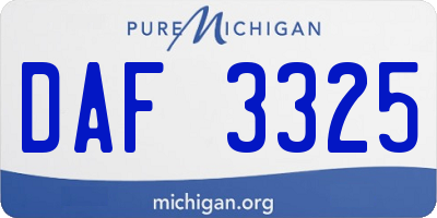 MI license plate DAF3325