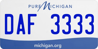 MI license plate DAF3333