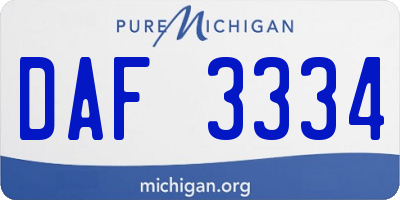 MI license plate DAF3334