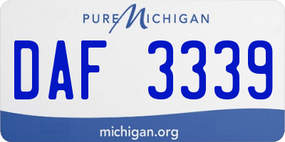 MI license plate DAF3339