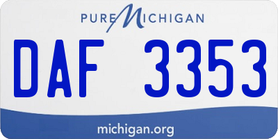 MI license plate DAF3353