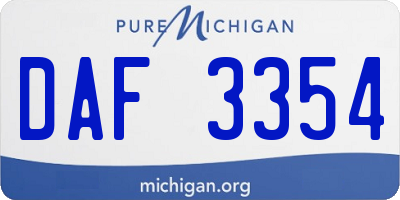 MI license plate DAF3354
