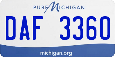 MI license plate DAF3360