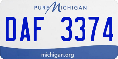 MI license plate DAF3374