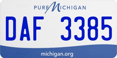 MI license plate DAF3385