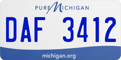 MI license plate DAF3412