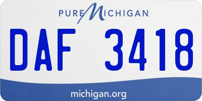 MI license plate DAF3418