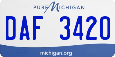 MI license plate DAF3420