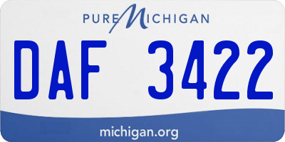 MI license plate DAF3422