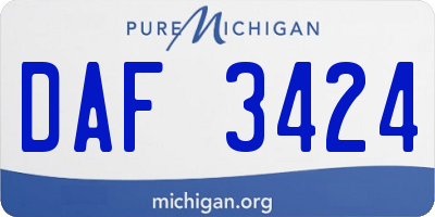 MI license plate DAF3424