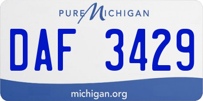 MI license plate DAF3429
