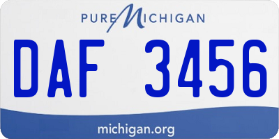 MI license plate DAF3456