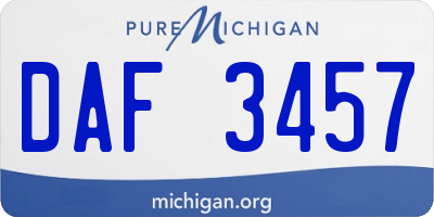 MI license plate DAF3457